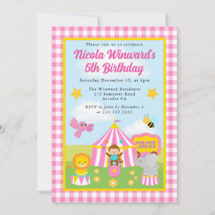 Invitation Tente de cirque mignonne et animaux Anniversaire d