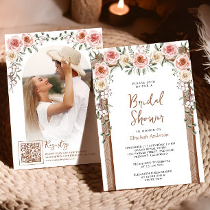Invitation Tente de mariage bohème en bois rustique avec fleu
