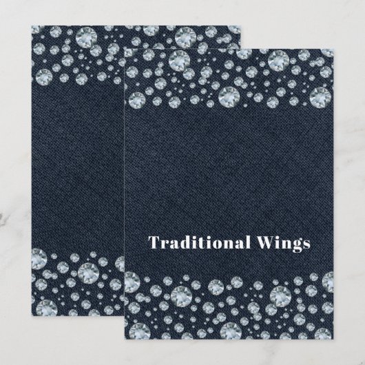 Invitation Tente de nourriture de table à paillettes Denim & (Devant / Derrière)