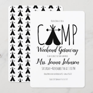Invitation Tente de week-end de camping pour enterrement de v