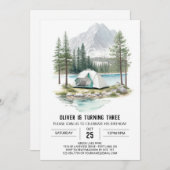 Invitation Tente rustique dans les pins Anniversaire (Devant / Derrière)