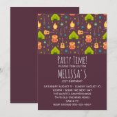 Invitation Tentes de motif de camping rustique et guitares An (Devant / Derrière)