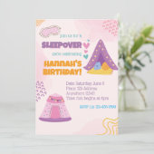 Invitation Tentes de soirée pyjama rose Anniversaire (Debout devant)