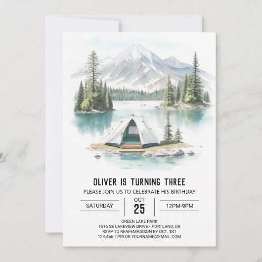 Invitation Tenting by Pine Trees Anniversaire (Devant)