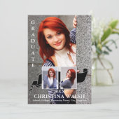 Invitation Tenue 3 Photo Black Ribbon Graduation (Debout devant)