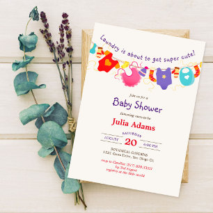 Invitation Tenue de baby shower violet orange jaune pour gard