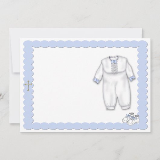 Invitation Tenue de baptême bleue (Devant)