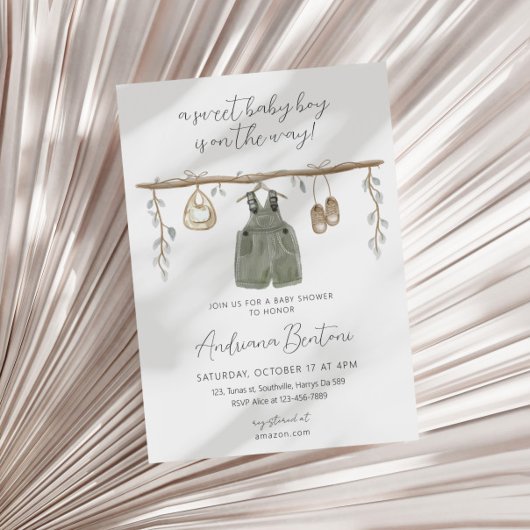 Invitation Tenue de bébé à l'aquarelle Boho Bliss pour garçon