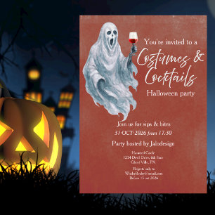 Invitation Tenue de fantôme effrayant Cocktail Soirée Hallowe