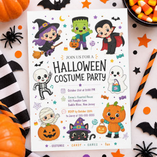 Invitation Tenue de fête d'Halloween pour enfants mignons, fê