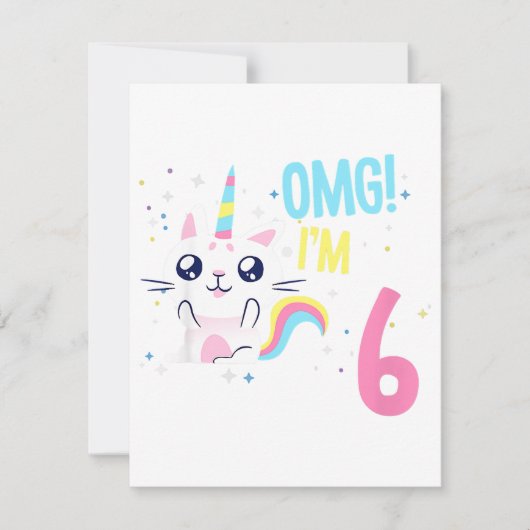 Invitation Tenue de fête pour fille de 6 ans Licorne cadeau (Devant)