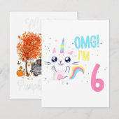 Invitation Tenue de fête pour fille de 6 ans Licorne cadeau (Devant / Derrière)