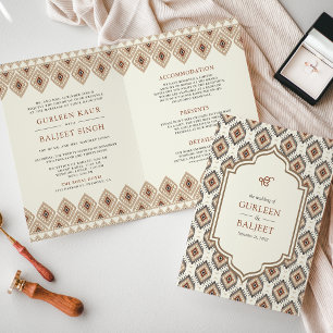 Invitation Tenue de mariage Anand Karaj Sikh Ikat beige tout-
