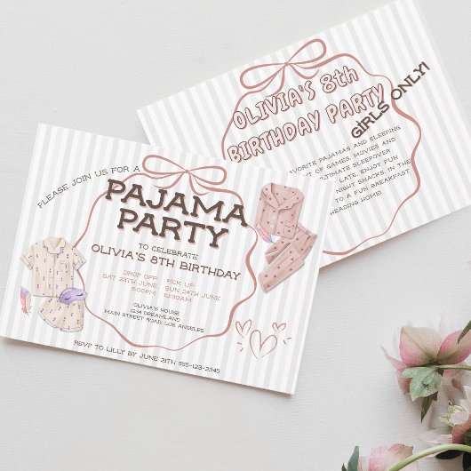 Invitation Tenue de nuit à nœud coquette adorable soirée d'an