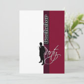 Invitation "Tenue de soirée" élégante bordeaux pour enterreme (Debout devant)