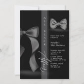 Invitation Tenue de soirée noire avec noeud papillon coquette (Devant)