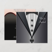 Invitation Tenue de soirée noire cravate noire pour soirée fo (Devant / Derrière)
