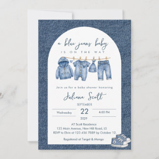 Invitation Tenue en denim bébé Blue Jeans Baby Shower