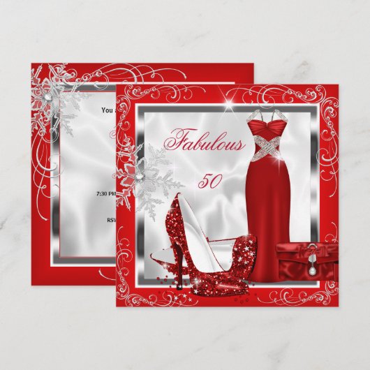 Invitation Tenue fabuleuse pour une soirée des 50 ans, robe, (Devant / Derrière)