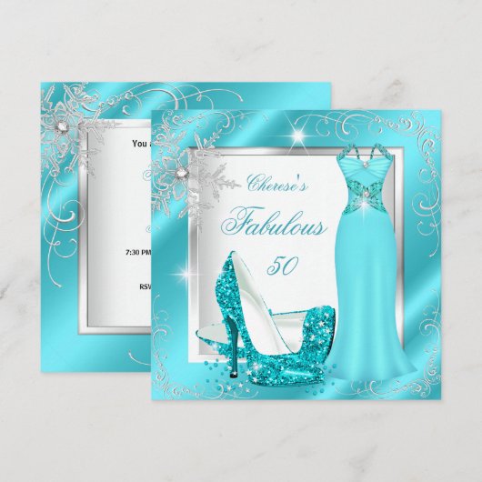 Invitation Tenue fabuleuse pour une soirée des 50 ans Robe bl (Devant / Derrière)