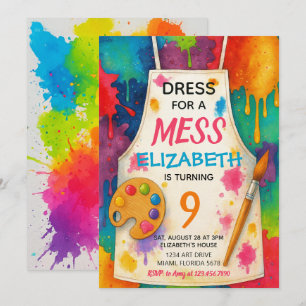 Invitation Tenue pour une fête d'anniversaire d'art en désord