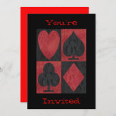 Invitation Tenues rouges et noires en dentelle, (Devant / Derrière)