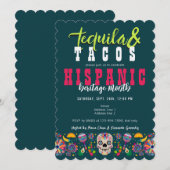Invitation Tequila Margaritas Tacos Fiesta du patrimoine hisp (Devant / Derrière)