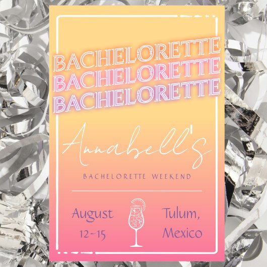 Invitation Tequila Sunrise Bachelorette Week-end Itinéraire