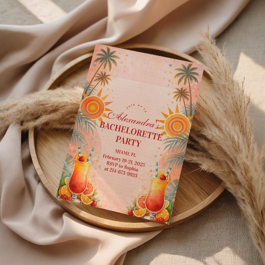 Invitation Tequila Sunrise Sunset Cocktail Bachelorette Party