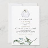 Invitation Tera - Baby shower d'automne blanc Citrouille (Devant)