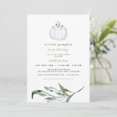 Invitation Tera - Baby shower d'automne blanc Citrouille (Debout devant)