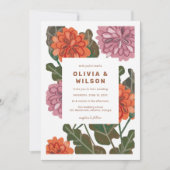 Invitation Teracotta florale moderne & mariage de terre rose (Devant)