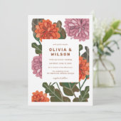 Invitation Teracotta florale moderne & mariage de terre rose (Debout devant)