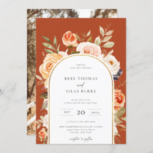 Invitation Terme Automne Botanique Arc Floral Mariage