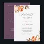 Invitation Terme automne Floral Bachelorette Week-end<br><div class="desc">Terme Aquarelle Botanique Automne Cadre Floral,  Bachelorette Weekend Invitation. Caractéristiques,  itinéraire du week-end sur le dos.</div>