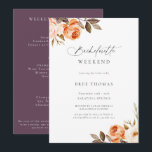 Invitation Terme automne Floral Bachelorette Week-end<br><div class="desc">Terme Aquarelle Botanique Automne Cadre Floral,  Bachelorette Weekend Invitation. Caractéristiques,  itinéraire du week-end sur le dos.</div>