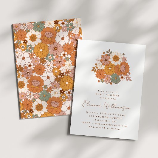 Invitation Terme Boho Floral Terracotta Baby shower simple