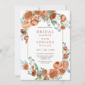Invitation Terme brûlé Orange Rose Fête des mariées Florale (Devant)