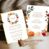 Invitation Terme couronne fleurie tout en un seul Mariage