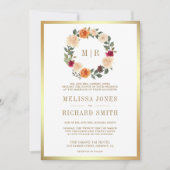 Invitation Terme couronne fleurie tout en un seul Mariage (Devant)