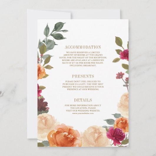 Invitation Terme couronne fleurie tout en un seul Mariage (Dos)