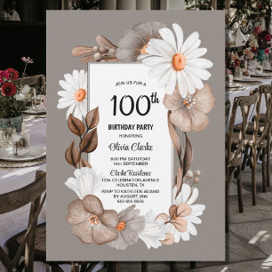 Invitation Terme Floral 100e fête d'anniversaire