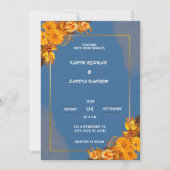 Invitation Terme Orange Roses Floral Marine Mariage bleu (Devant)