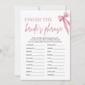 Invitation Terminer la phrase de la mariée Jeu de Baby Shower (Devant)