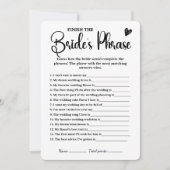 Invitation Terminer Le Jeu De Fête des mariées Phrase Brides (Devant)