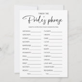 Invitation Terminer Le Jeu De Fête des mariées Phrase Brides (Devant)