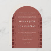 Invitation Terra Cotta Boho Mariage frontalier en tissu boueu (Devant / Derrière)