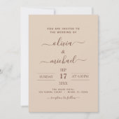Invitation Terra Cotta Boho Mariage Moderne Simple (Devant)