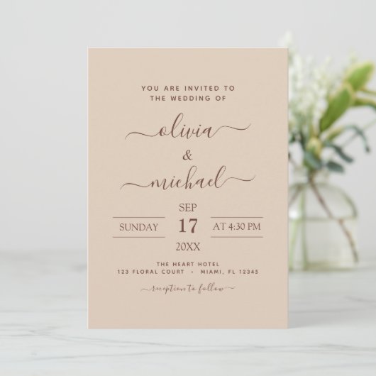 Invitation Terra Cotta Boho Mariage Moderne Simple (Debout devant)