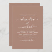Invitation Terra Cotta Boho Mariage Moderne Simple (Devant / Derrière)